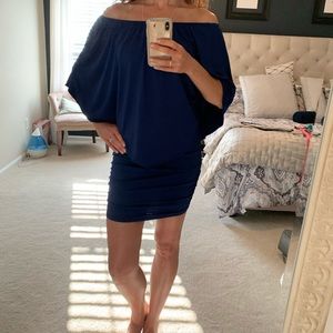 Navy blue off the shoulder dress